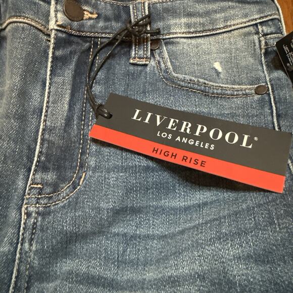 Liverpool Los Angeles The High Rise Ankle Jeans Blue Fade Distressed 4 27x28 - Picture 8 of 10